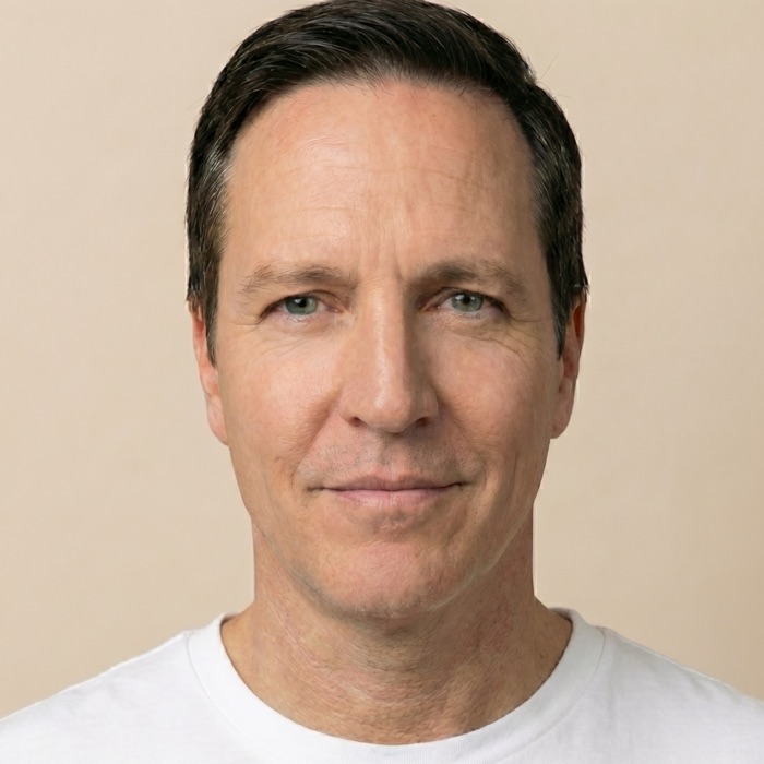 Arran, 48, undefined, after 12 weeks with DermLens AI personalised skincare routine — fine lines & texture improvement