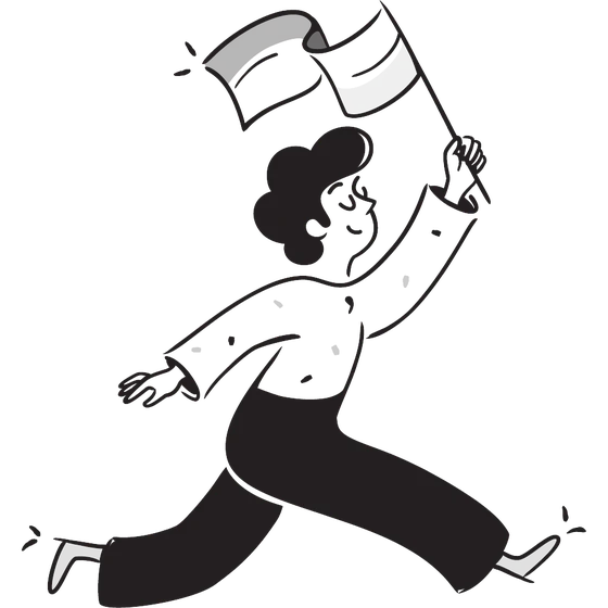 Illustration of a person running while holding a flag