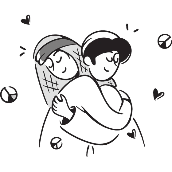Illustration of two people hugging